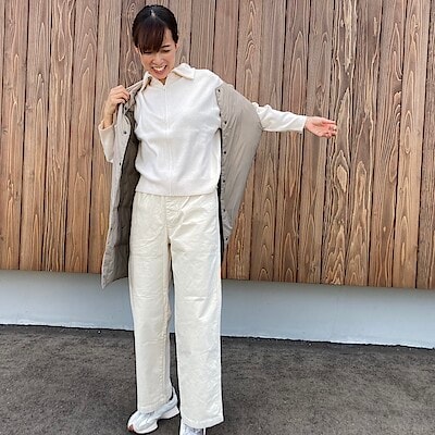 【アル・プラザ小松】　スタッフスナップ　「洗えるミラノリブ編みブルゾン」　着用身長165ｃｍ