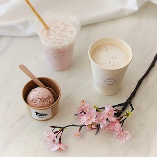 【ツルヤ安曇野穂高】アイスも楽しめるコーヒースタンドより 新商品「桜もち風味 アイス」と「桜ラテ」のご紹介