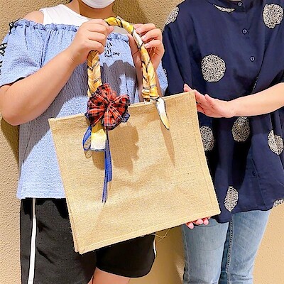 【神戸阪急】イベントレポート｜7/26(土)-『着物生地や端切れでジュートマイバッグをアレンジしよう』-