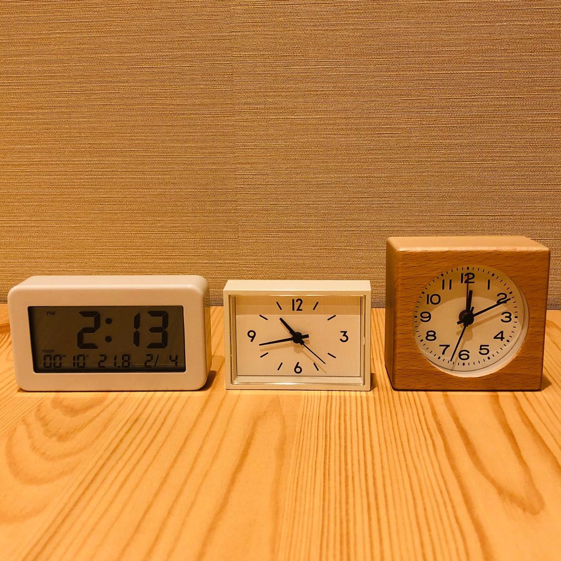 ３種類の置き時計