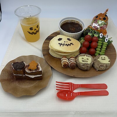 【ルビットパーク大口】ハロウィンレシピ③　『チーズハンバーグ』