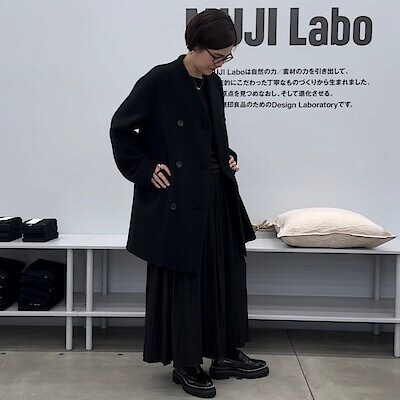 婦人 カシミヤ混ノーカラーコート | 無印良品