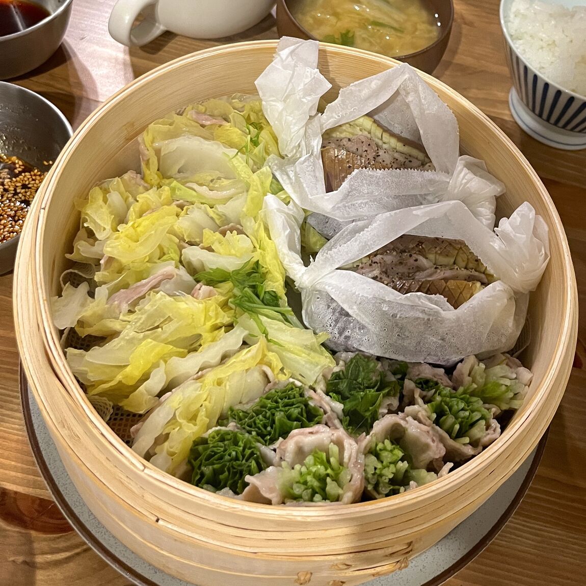 【蒸篭レシピ】温野菜と豚バラ