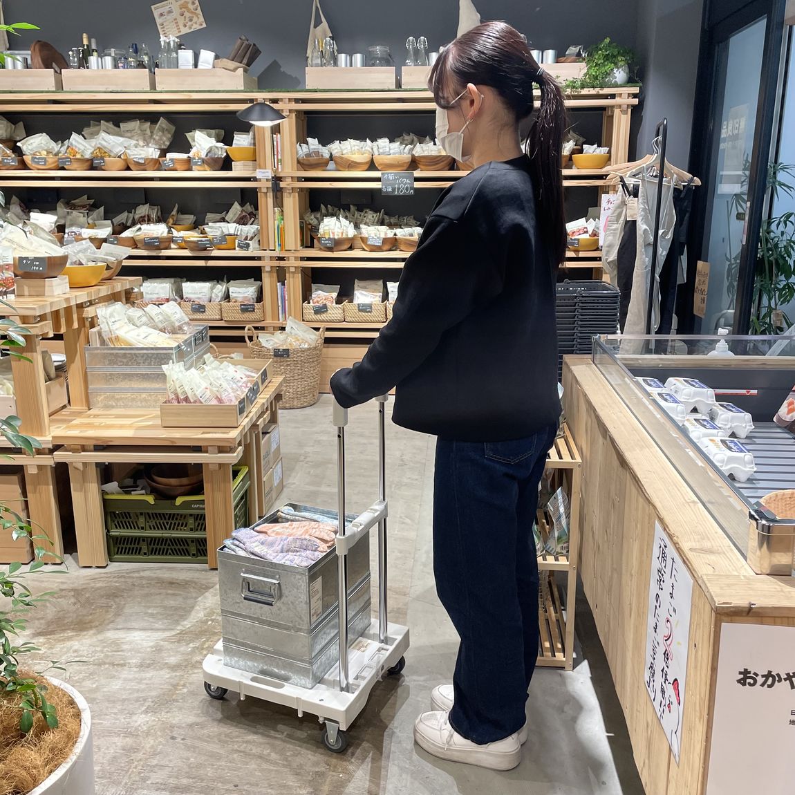 【岡山表町商店街】持ち手の高さを変えられる　ポリプロピレン　台車