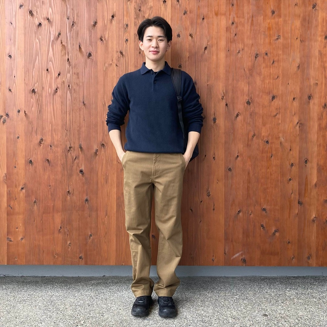 洗える畦編みポロセーター