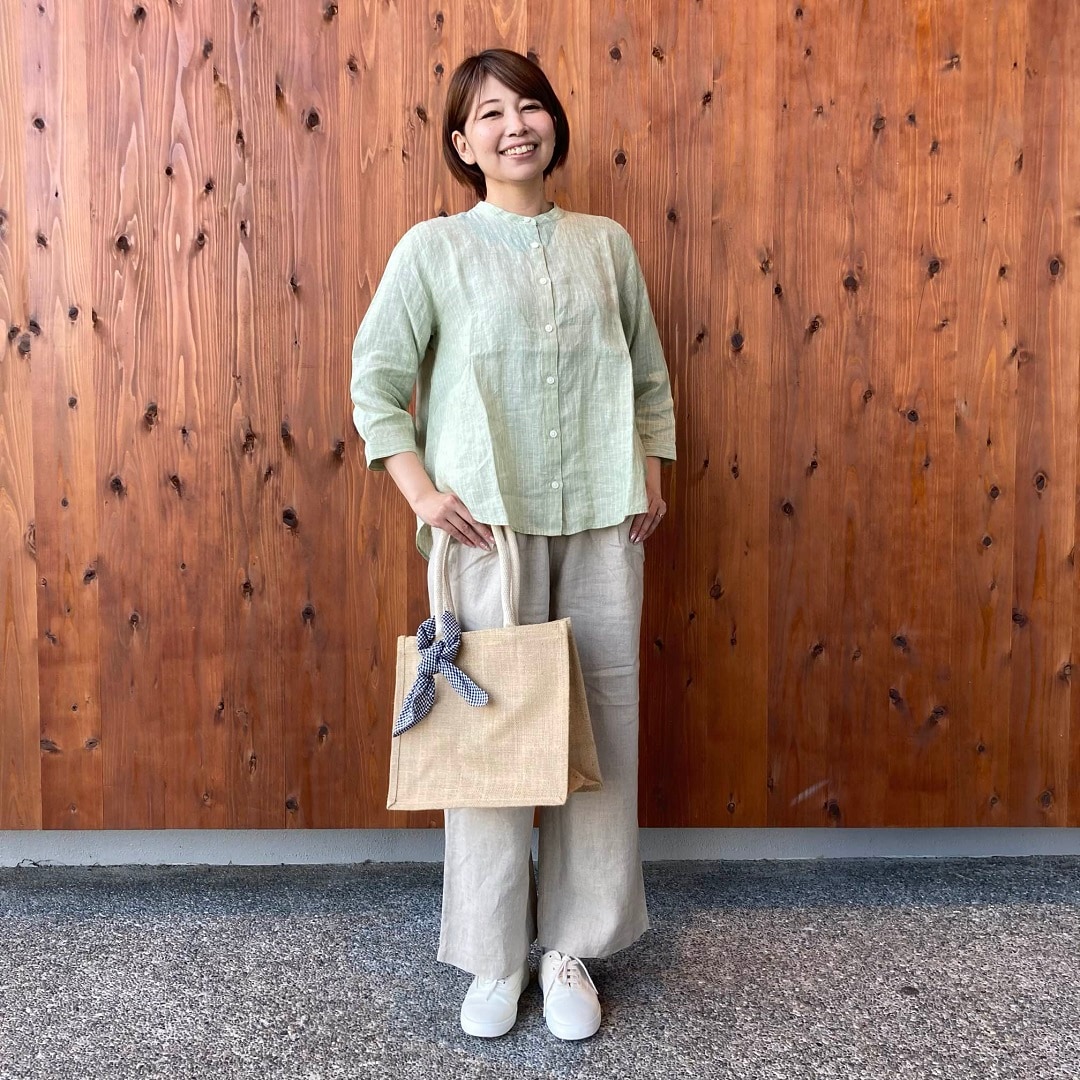 リネン洗いざらし七分袖ブラウス