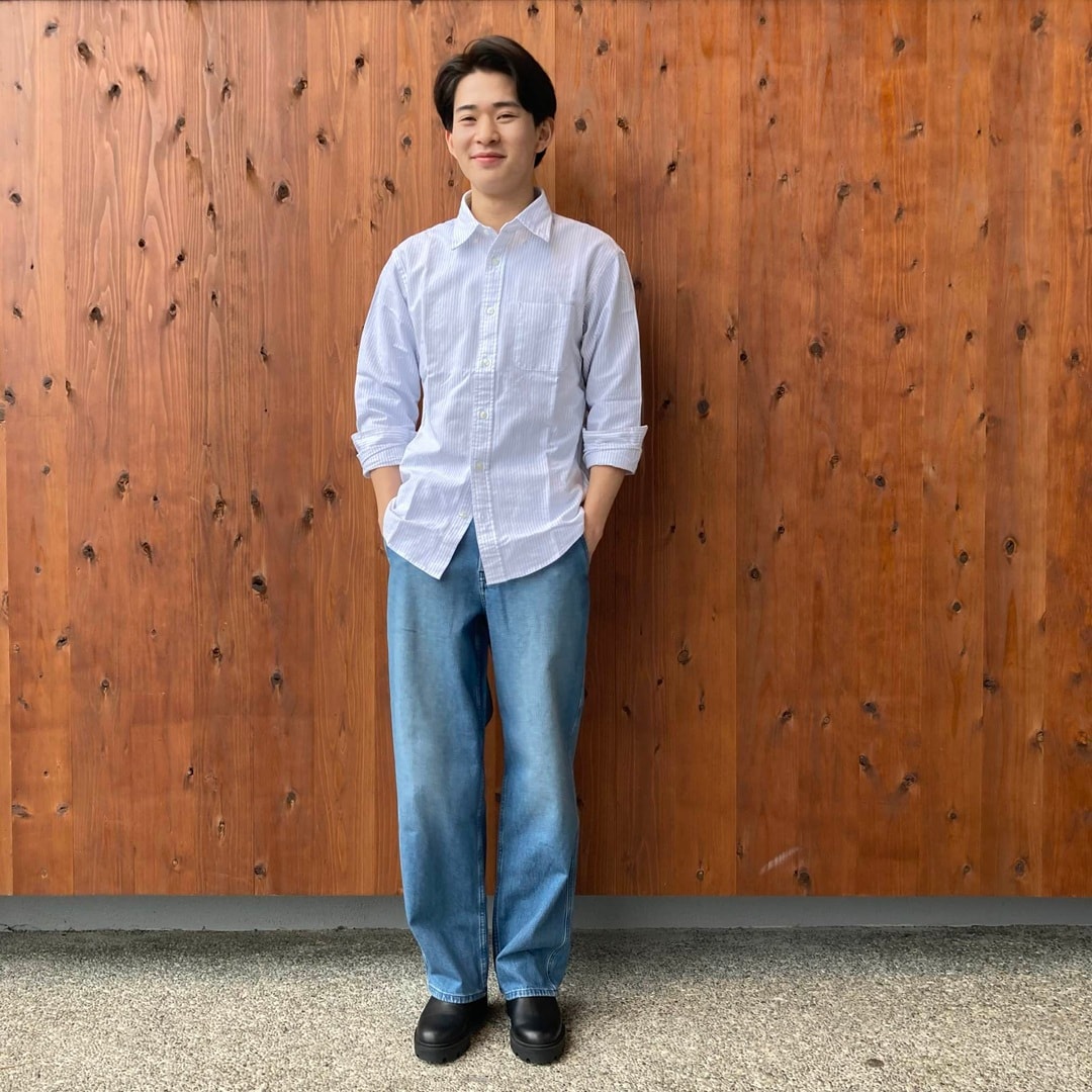 洗いざらしオックスボタンダウン長袖シャツ