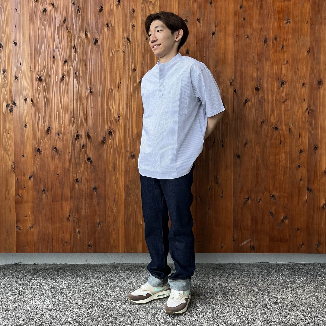 涼感ヘンリーネック半袖布帛Tシャツ