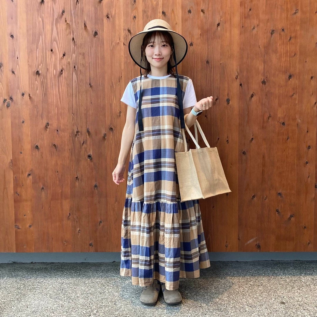 マドラスチェックスリーブレスワンピース