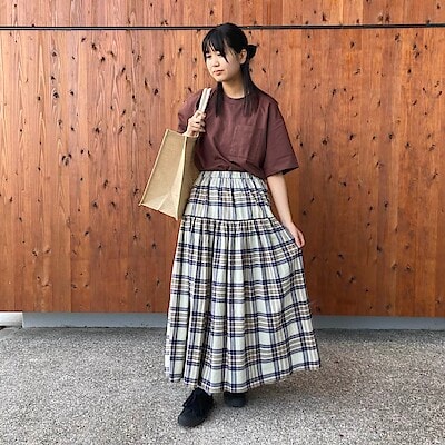 無印良品　インド綿　マドラスチェック　フレアスカート　XL 婦人 マドラスチェックフレアスカート | 無印良品