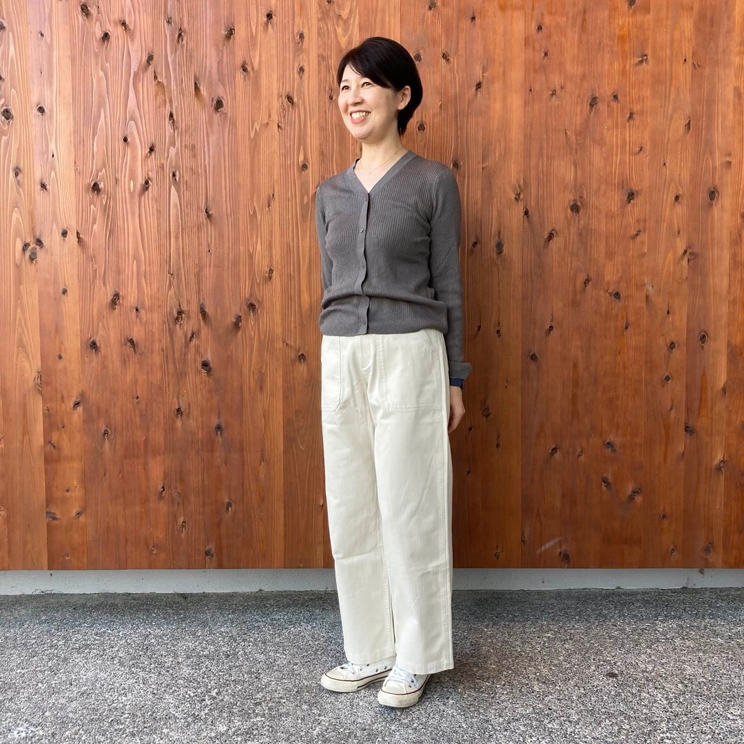 なめらかリブ編みVネックカーディガン