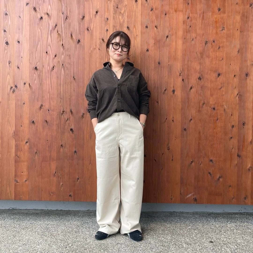 両面コーデュロイ長袖シャツ
