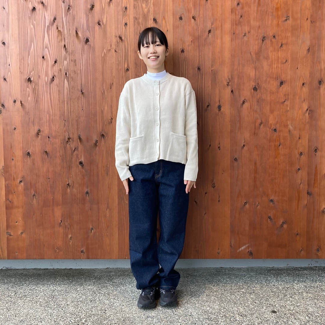 素材に還る洗えるクルーネックカーディガン