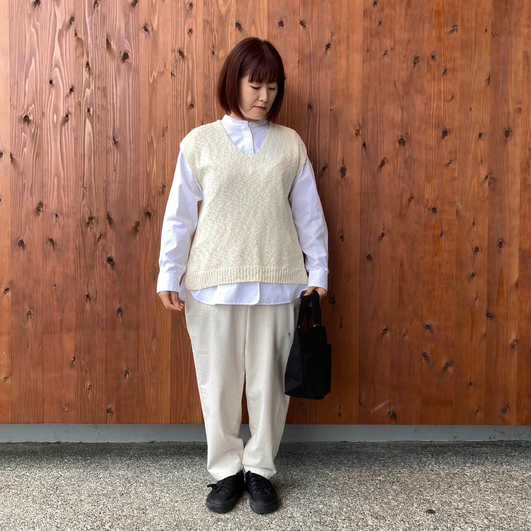 洗いざらしブロードスタンドカラー長袖ロングシャツ