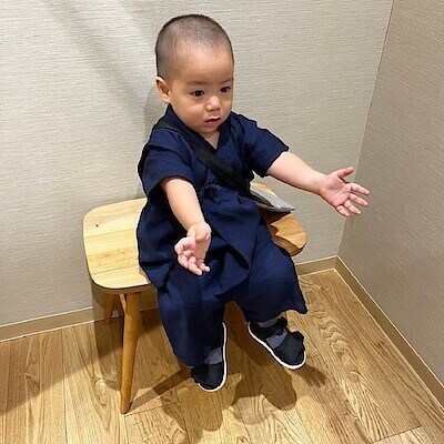 【新大村駅前】甚平着て楽しい夏の思い出を！『ベビー リヨセル混 ワッフル織 甚平』