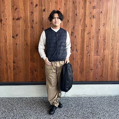 紳士 軽量ダウンノーカラーベスト（帯電防止裏地） | 無印良品