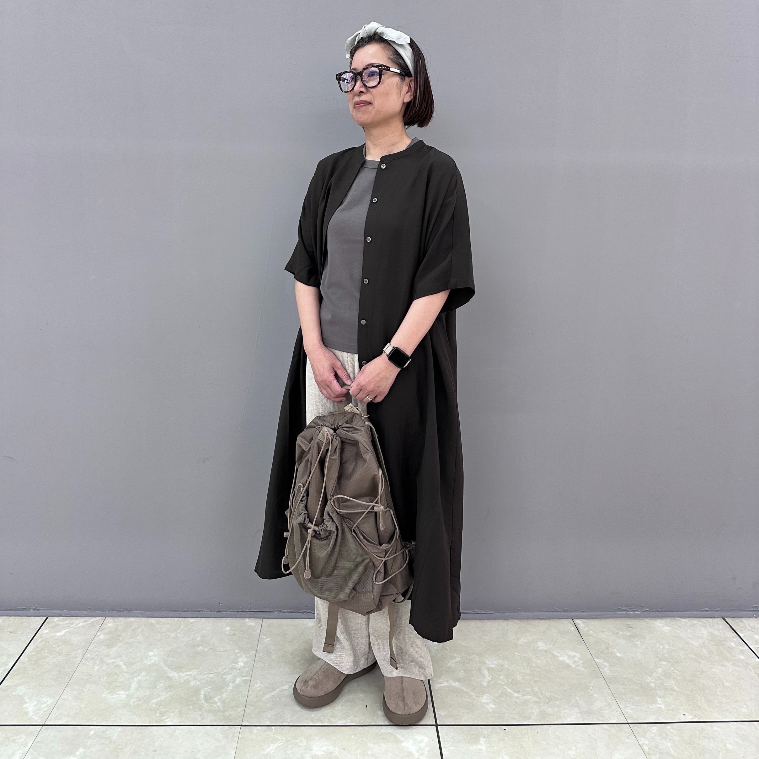 婦人　なめらか　五分袖ワンピース