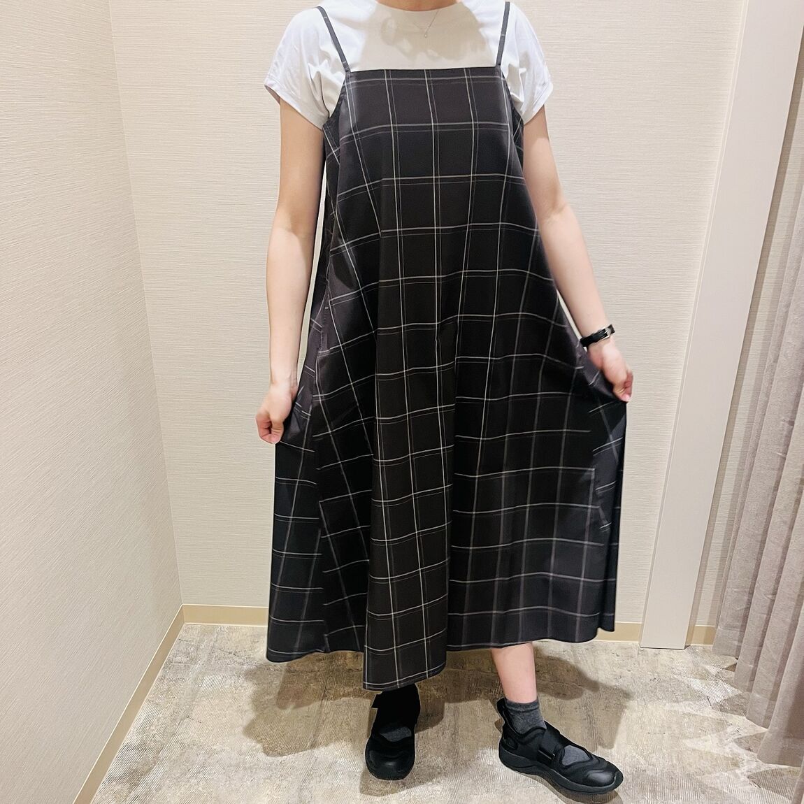 乾きやすいブロードキャミソールワンピース