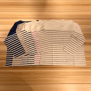 【岡山表町商店街】 春に大活躍！「婦人 ボーダーボートネック七分袖Ｔシャツ」