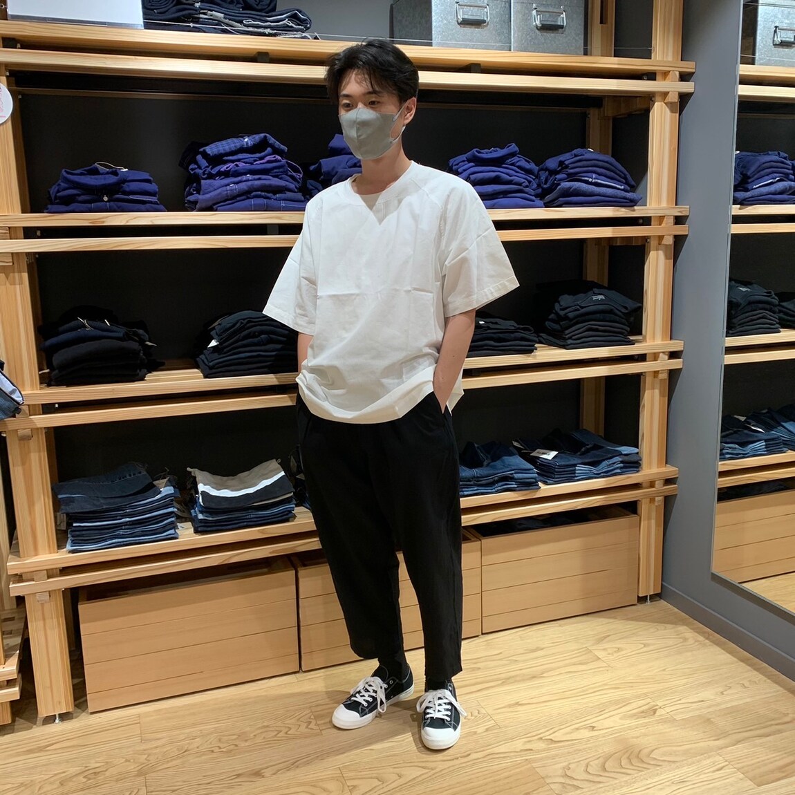 【岡山表町商店街】男女兼用 先染め　ダボパンツ