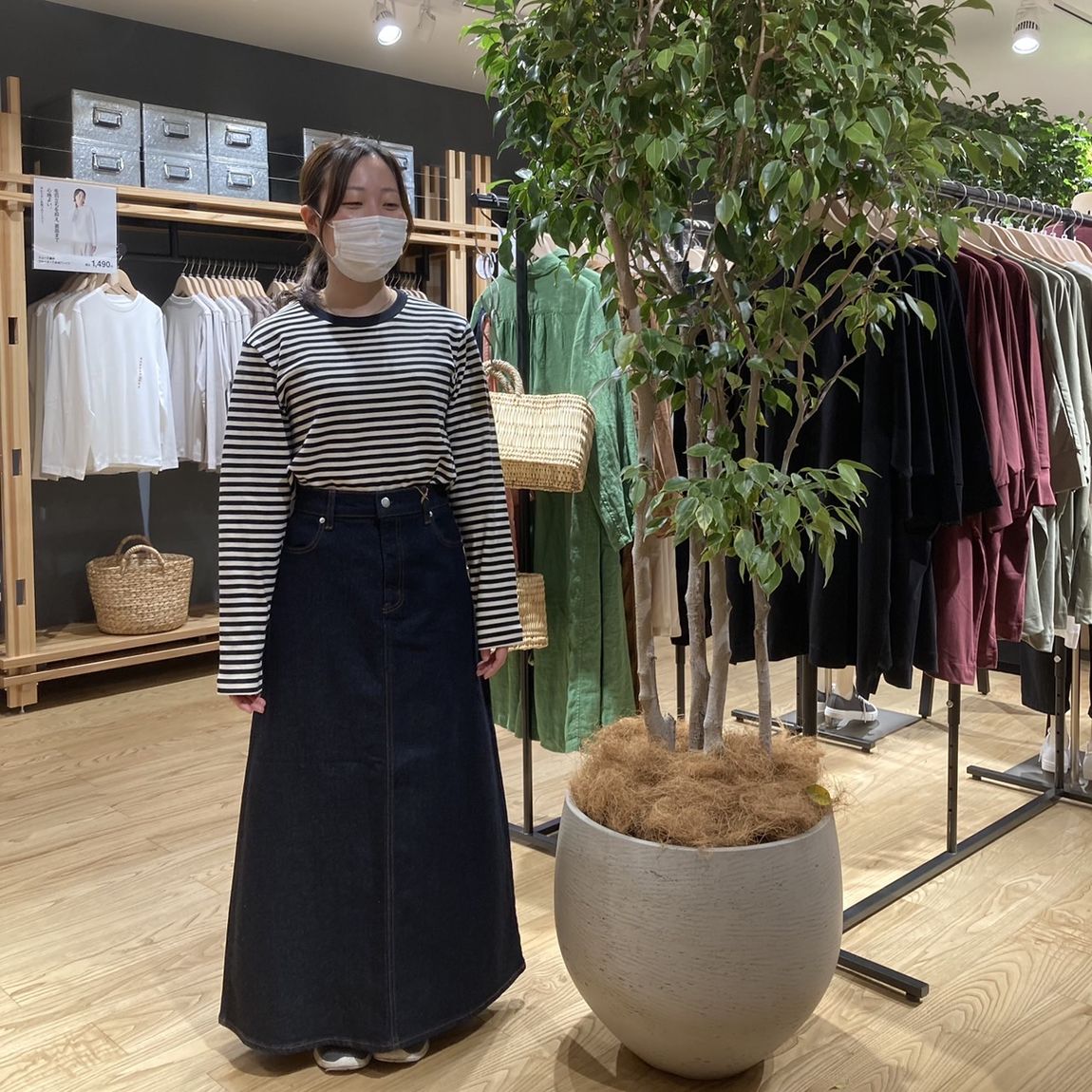 【岡山表町商店街】スムース編みクルーネック長袖Tシャツ