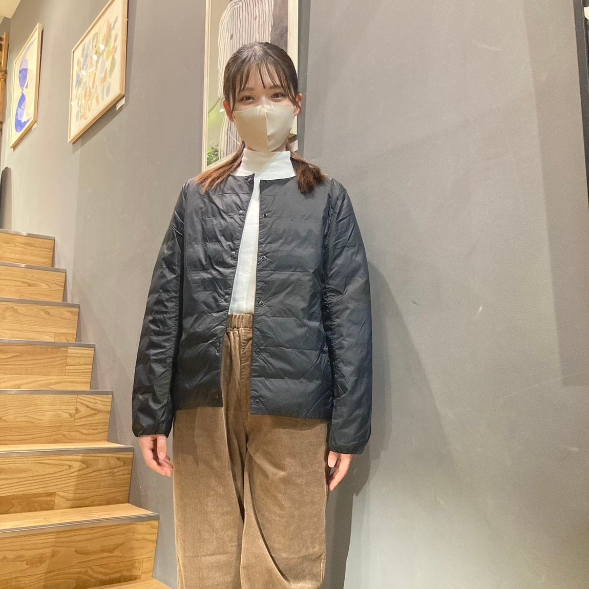 【岡山表町商店街】帯電防止裏地！軽量ダウンノーカラージャケット