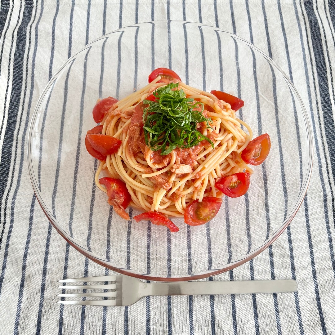 「トマトジュース」でつくるツナと大葉の冷製パスタ