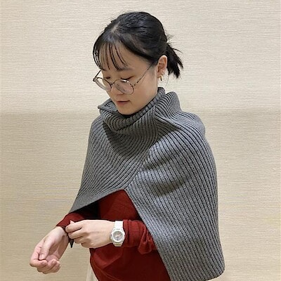 【天童長岡】首のチクチクを抑えたメリノウール混ポンチョ