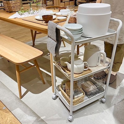 【ハピオ木野】シンプルだから使いやすい|スチールパイプワゴンラック