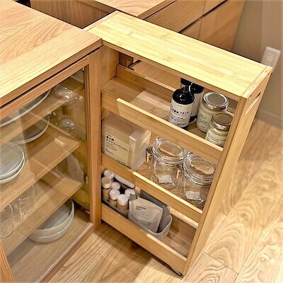 【ハピオ木野】新商品  | 15cmの隙間空間と森林資源の活用法 竹材スリムワゴン