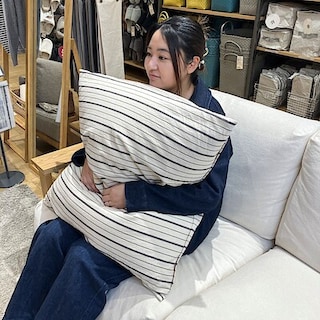 【ハピオ木野】綿洗いざらし大判クッション　