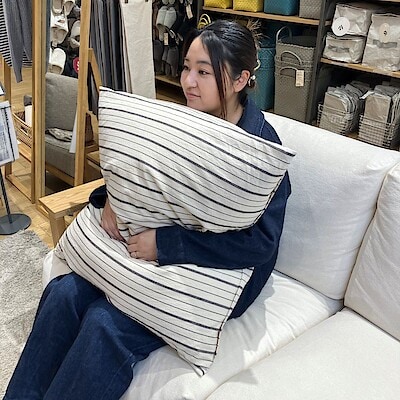 【ハピオ木野】綿洗いざらし大判クッション　