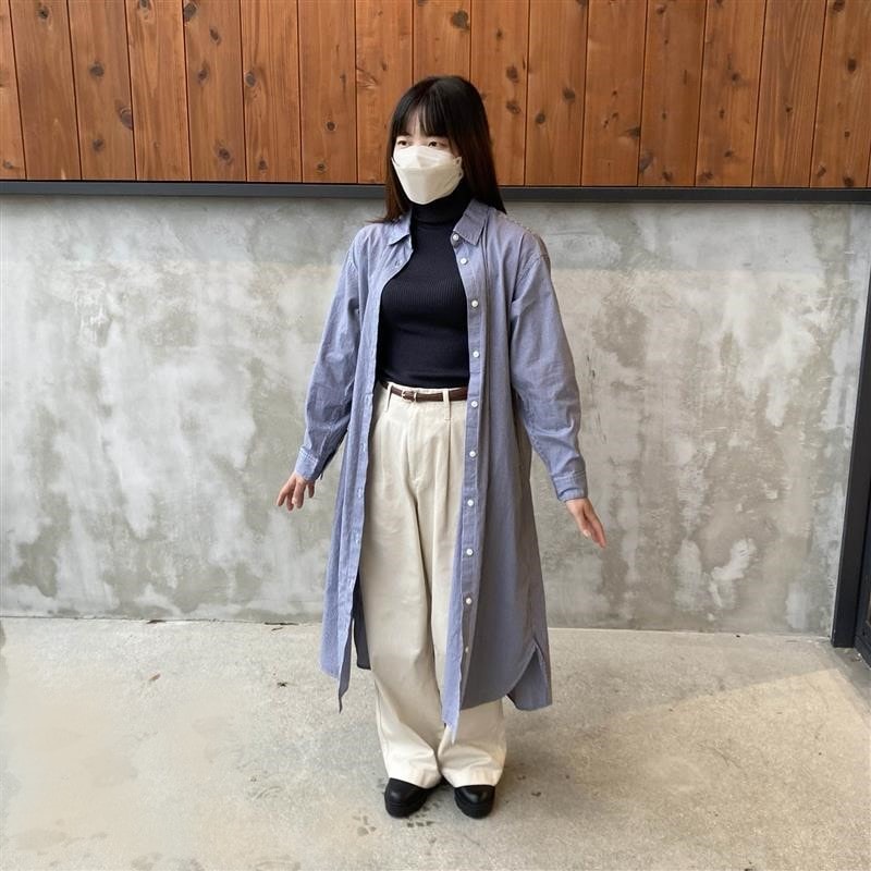 洗いざらしブロード 長袖シャツワンピース
