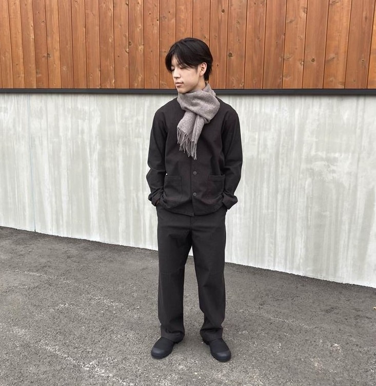 縦横ストレッチ起毛ヘリンボーン　カーディガン