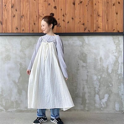 【コープさっぽろぬまのはた】二重ガーゼ ドットドビー キャミワンピース:152cm