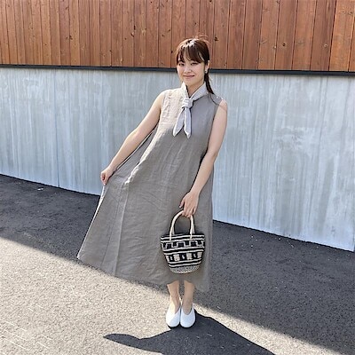 【コープさっぽろぬまのはた】リネン洗いざらしスリーブレスワンピース:164cm