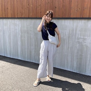 【コープさっぽろぬまのはた】リネン洗いざらしイージーワイドパンツ：164cm