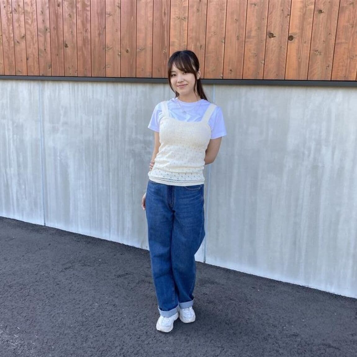 コットン透かし編みニット　ブラタンクトップ