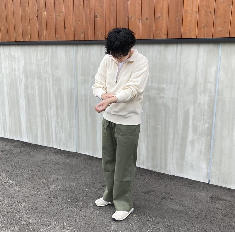 ワッフル編みハーフジッププルオーバー