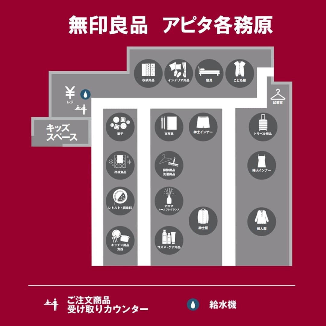 無印良品アピタ各務原のフロアマップ