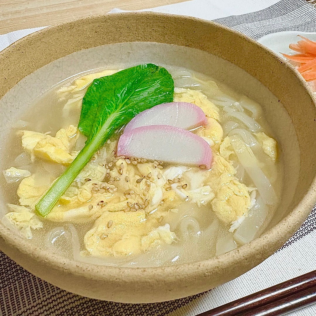 「盛岡温麵　牛だしスープ」でつくる「かきたま温麵」