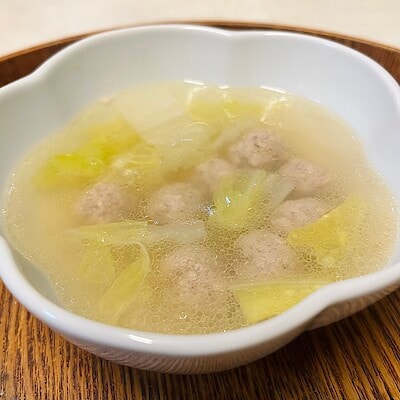 【友部スクエア】青菜炒めの素で作る肉団子と白菜の香味スープ