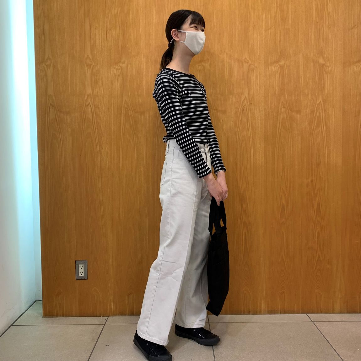 ストレッチリブ編みクルーネック長袖Ｔシャツ