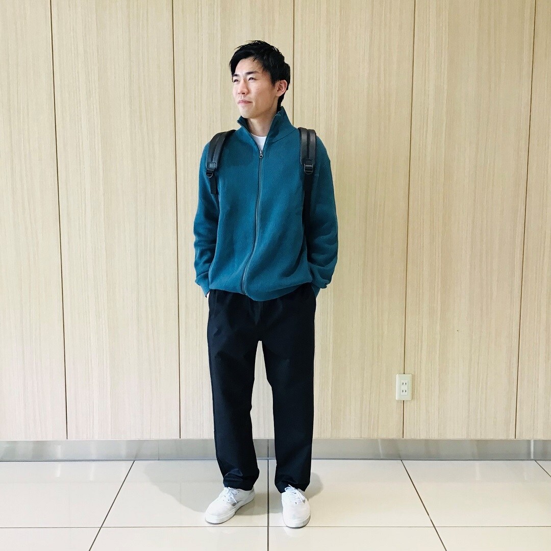 畦編み　フルジップカーデイガン