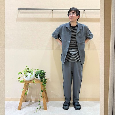 紳士 風を通すストレッチサッカーオープンカラー半袖シャツ