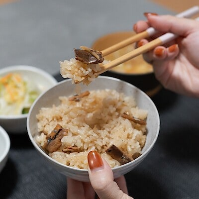 【イオンモール新発田】秋の味覚　炊き込みごはんの素｜秋刀魚と生姜のごはん