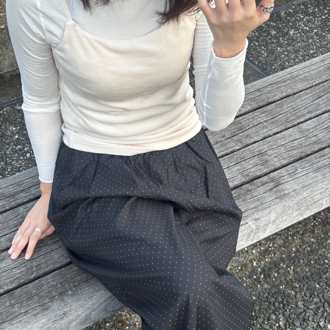 コットンベロアキャミソール着用写真
