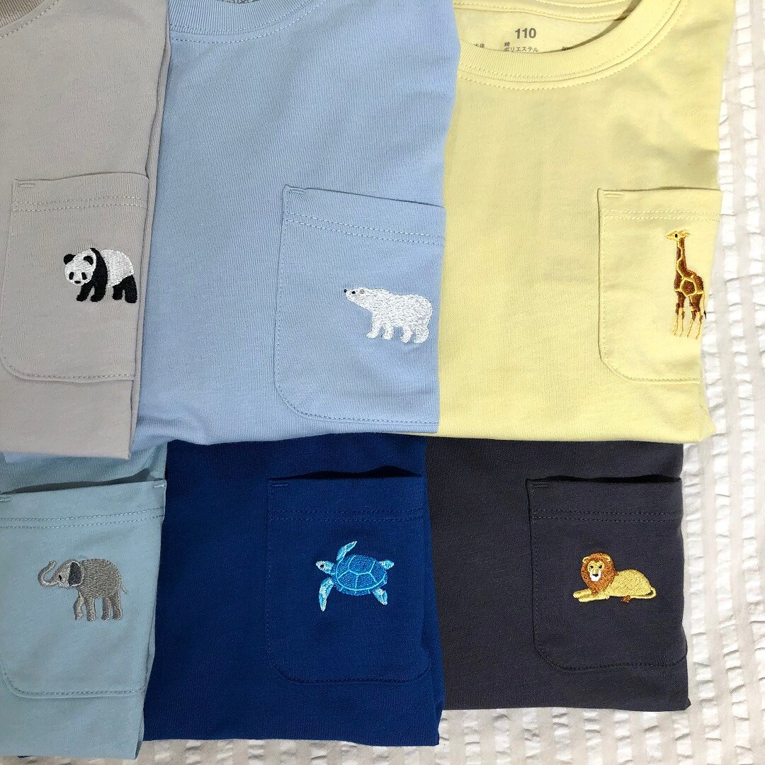 刺繍プリントTシャツ