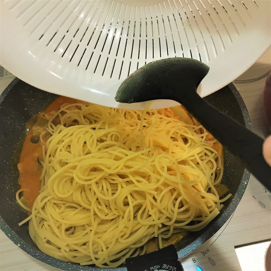 【エスパル福島】ひとり分からつくれる鍋の素を使った『カレークリームパスタ』