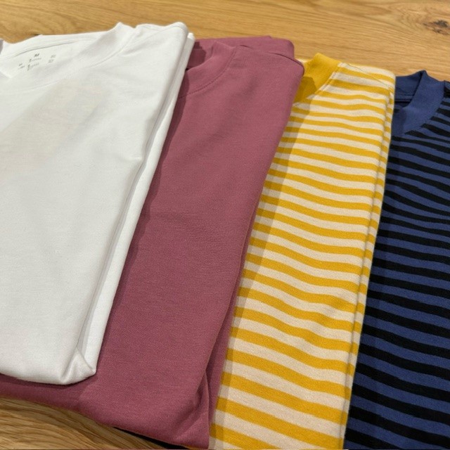 天竺編みクルーネック長袖Tシャツ